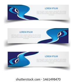 Vector abstract banner design web template. Abstract design banner web template on white background. Header footer Web Design Elements. Collection of web banner template - Vector set