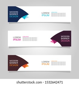 Vector abstract banner design web template set of 3. Abstract geometric background used for letterhead, header, footer, layout, landing page and print media
