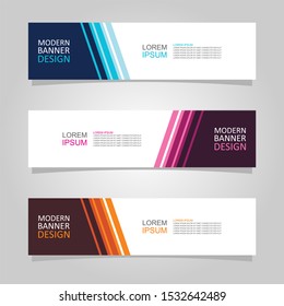 Vector abstract banner design web template set of 3. Abstract geometric background used for letterhead, header, footer, layout, landing page and print media