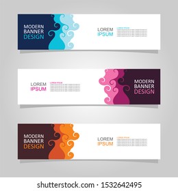 Vector abstract banner design web template set of 3. Abstract geometric background used for letterhead, header, footer, layout, landing page and print media