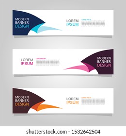 Vector abstract banner design web template set of 3. Abstract geometric background used for letterhead, header, footer, layout, landing page and print media