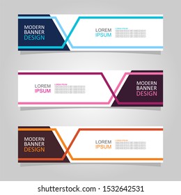 Vector abstract banner design web template set of 3. Abstract geometric background used for letterhead, header, footer, layout, landing page and print media