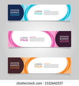 Vector abstract banner design web template set of 3. Abstract geometric background used for letterhead, header, footer, layout, landing page and print media