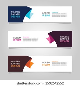 Vector Abstract Banner Design Web Template Set Of 3. Abstract Geometric Background Used For Letterhead, Header, Footer, Layout, Landing Page And Print Media