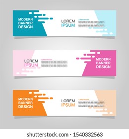 Vector abstract banner design web template set of 3. Abstract geometric background used for letterhead, header, footer, layout, landing page and print media