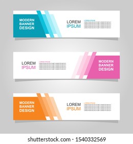Vector abstract banner design web template set of 3. Abstract geometric background used for letterhead, header, footer, layout, landing page and print media