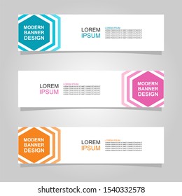 Vector abstract banner design web template set of 3. Abstract geometric background used for letterhead, header, footer, layout, landing page and print media