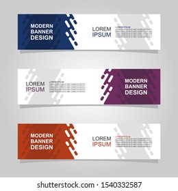 Vector Abstract Banner Design Web Template Set Of 3. Abstract Geometric Background Used For Letterhead, Header, Footer, Layout, Landing Page And Print Media