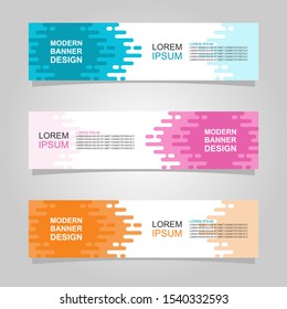 Vector abstract banner design web template set of 3. Abstract geometric background used for letterhead, header, footer, layout, landing page and print media