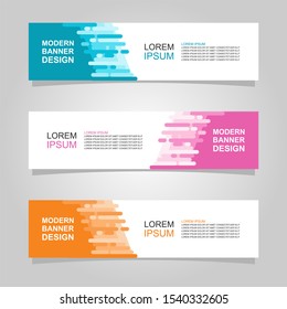 Vector abstract banner design web template set of 3. Abstract geometric background used for letterhead, header, footer, layout, landing page and print media