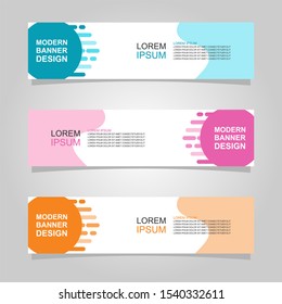 Vector abstract banner design web template set of 3. Abstract geometric background used for letterhead, header, footer, layout, landing page and print media