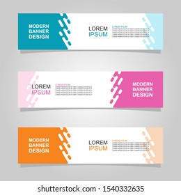 Vector abstract banner design web template set of 3. Abstract geometric background used for letterhead, header, footer, layout, landing page and print media