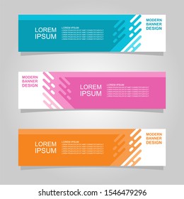 Vector abstract banner design web template set of 3. Abstract geometric background used for letterhead, header, footer, layout, landing page and print media