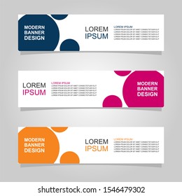 Vector abstract banner design web template set of 3. Abstract geometric background used for letterhead, header, footer, layout, landing page and print media