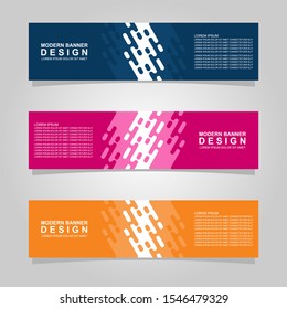 Vector abstract banner design web template set of 3. Abstract geometric background used for letterhead, header, footer, layout, landing page and print media
