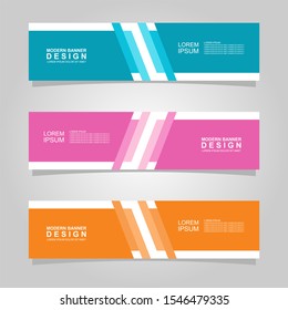 Vector abstract banner design web template set of 3. Abstract geometric background used for letterhead, header, footer, layout, landing page and print media