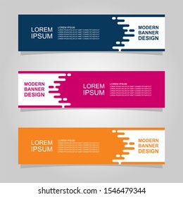 Vector abstract banner design web template set of 3. Abstract geometric background used for letterhead, header, footer, layout, landing page and print media
