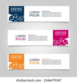 Vector abstract banner design web template set of 3. Abstract geometric background used for letterhead, header, footer, layout, landing page and print media