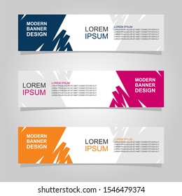 Vector abstract banner design web template set of 3. Abstract geometric background used for letterhead, header, footer, layout, landing page and print media