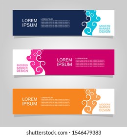 Vector abstract banner design web template set of 3. Abstract geometric background used for letterhead, header, footer, layout, landing page and print media