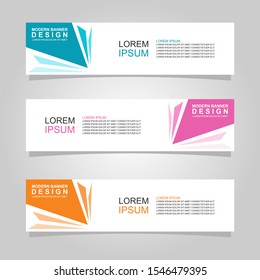 Vector abstract banner design web template set of 3. Abstract geometric background used for letterhead, header, footer, layout, landing page and print media