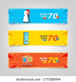 Vector abstract banner design web template. super sale banner