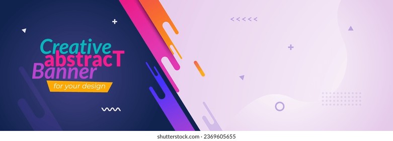 Plantilla web de diseño de pancartas abstractas de vectores. Fondo de gradiente de color, patrón de semitono geométrico, diseño gráfico de moda abstracto vectorial.