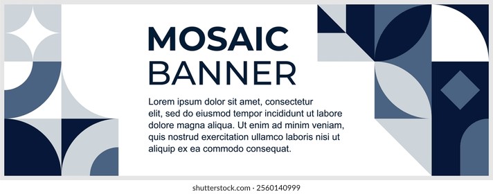 Vector abstract banner design web template with geometric, mosaic style