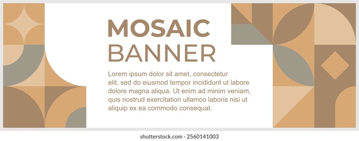 Vector abstract banner design web template with geometric, mosaic style