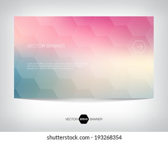 Vector abstract banner with light and smooth subtle geometric hexagonal background
