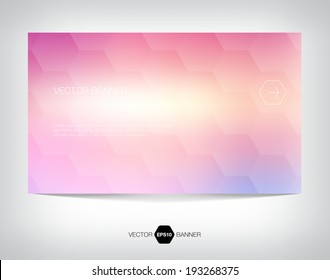 Vector abstract banner with light and smooth subtle geometric hexagonal background