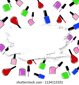 Vector abstract banner with nail polish. Beauty and fashion. Watercolor. Vector illustration 