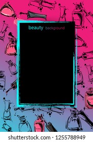 Vector abstract banner with nail polish. Beauty and fashion. 