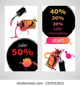 Vector abstract banner with nail polish. Beauty and fashion. Watercolor.