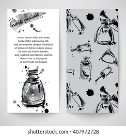 Vector abstract banner with nail polish. Beauty and fashion. Watercolor.