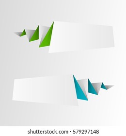 Vector abstract banner. The original form as two form, overlapping. The flat image. Advertising Design shape. Vector label tag.