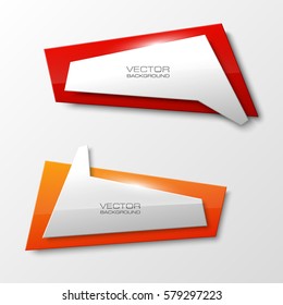 Vector abstract banner. The original form as two form, overlapping. The flat image. Advertising Design shape. Vector label tag.