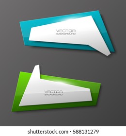 Vector abstract banner. The original form as two form, overlapping. The flat image. Advertising Design shape. Vector label tag.