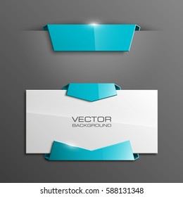 Vector abstract banner. The original form as two form, overlapping. The flat image. Advertising Design shape. Vector label tag.