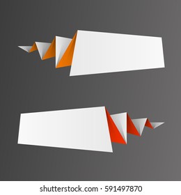 Vector abstract banner. The original form as two form, overlapping. The flat image. Advertising Design shape. Vector label tag.