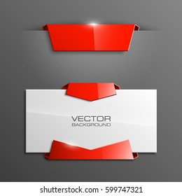 Vector abstract banner. The original form as two form, overlapping. The flat image. Advertising Design shape. Vector label tag.