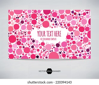 Vector abstract banner with pink irregular circles background