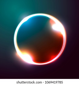 Vector abstract banner, poster design template with bright circle shape.
