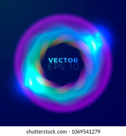 Vector abstract banner, poster design template with the flow of bright moving shapes. With place for your text.