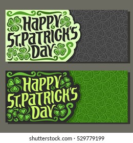 Vector abstract Banner for St Patrick's Day on Shamrock gray background, greeting Clover layout card for text, clover decor symbol saint patrick day on shamrock leaf graphic pattern trefoil foliage.