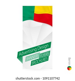 Vector abstract banner template for Benin. Advertising template with flag of Benin.