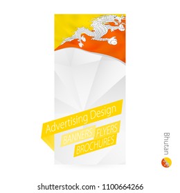 Vector abstract banner template for Bhutan. Advertising template with flag of Bhutan.