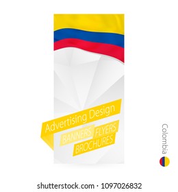 Vector abstract banner template for Colombia. Advertising template with flag of Colombia.