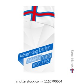 Vector abstract banner template for Faroe Islands. Advertising template with flag of Faroe Islands.