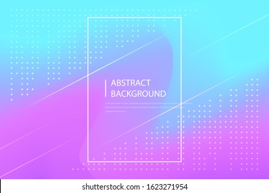 Vector abstract banner template with pink and blue flowing background with dots. Trendy vibrant poster design with white text and frame.